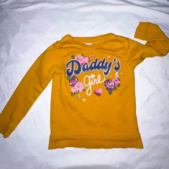 Mustard Yellow Toddler Girl Sweatshirt 5T Geranimals “Daddy’s Girl” Long sleeve - Picture 1 of 4